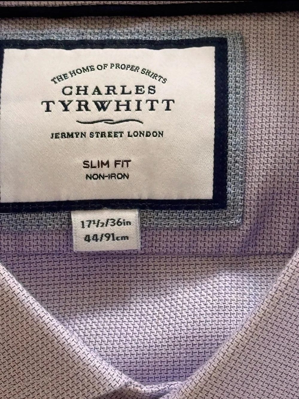 Charles Tyrwhitt Lilac Textured Dress Shirt - Slim Fit 17.5